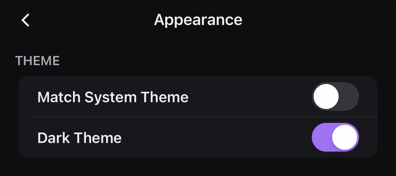 Dark Theme mobile