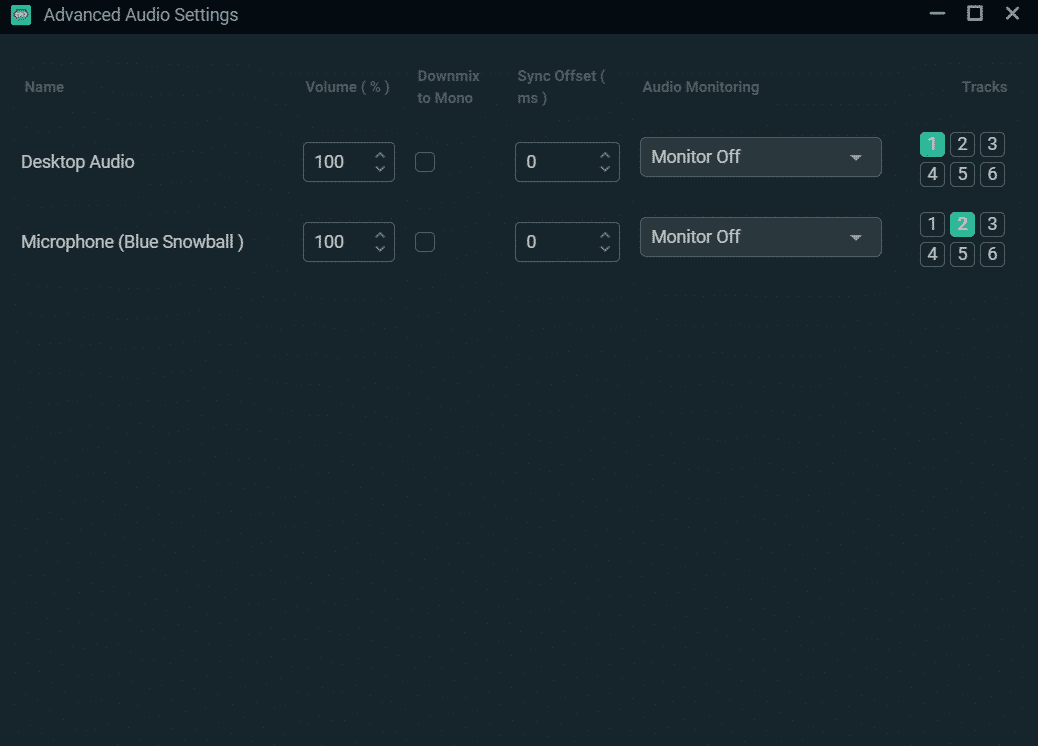 advanced audio settings streamlabs