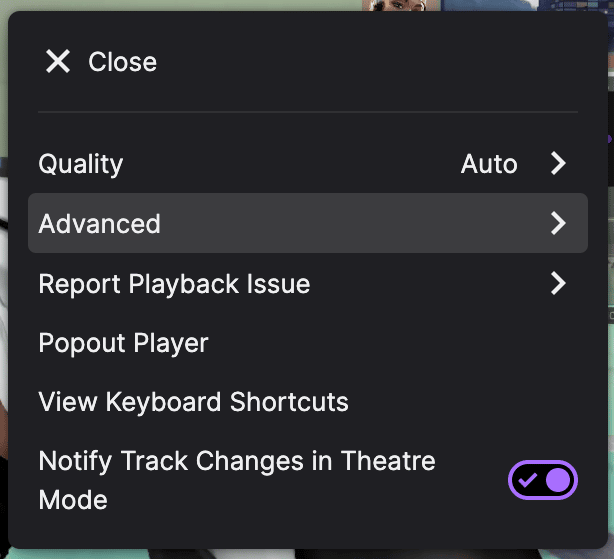 advanced settings on Twitch