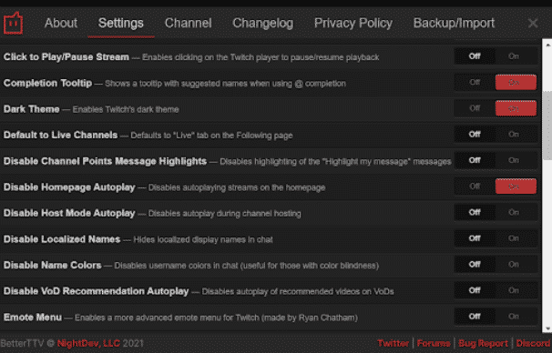 bttv settings