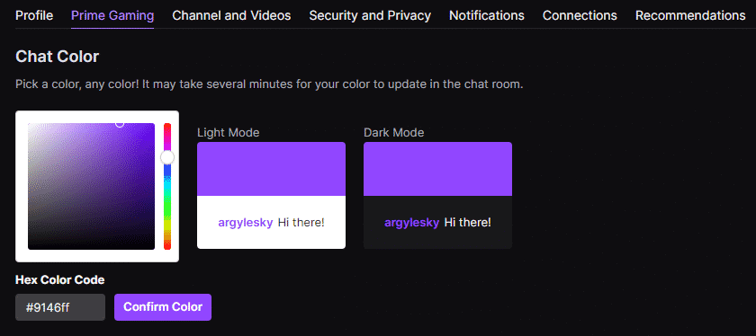 Change Twitch name to purple