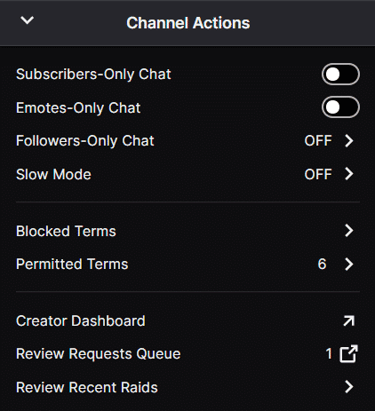 Channel actions (1)