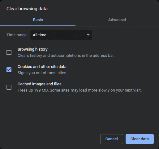 clear browsing data