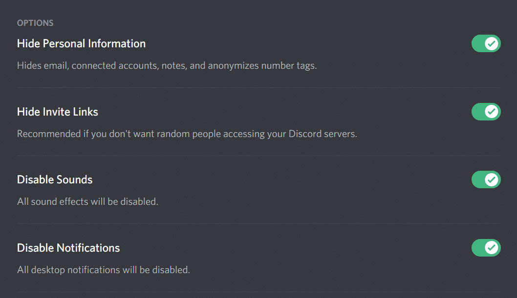 discord option settings