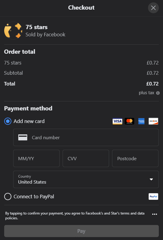 facebook gaming checkout