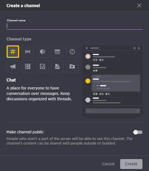 guilded channel types