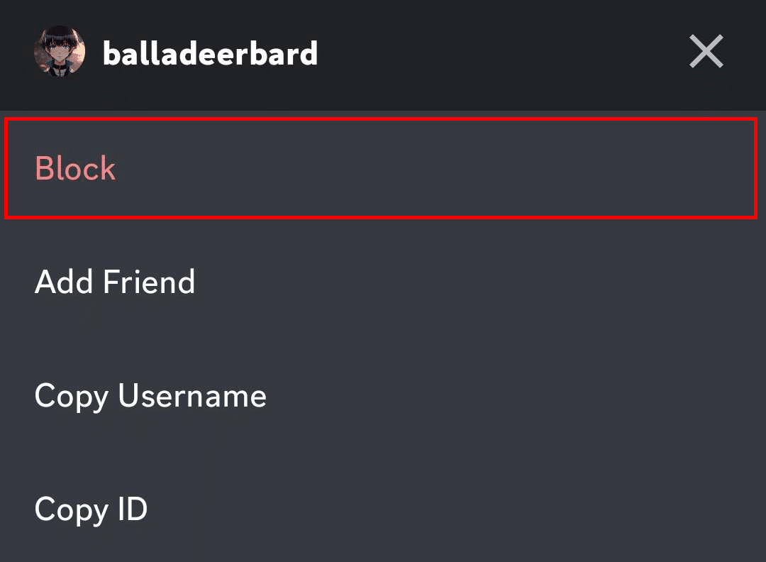 Click block button on discord