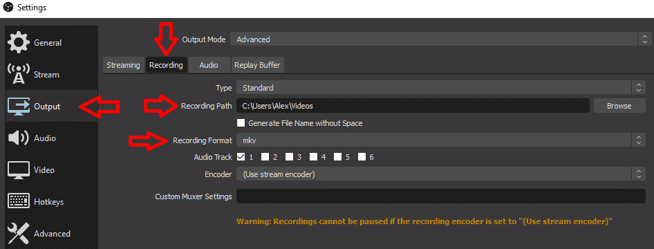 obs recording format