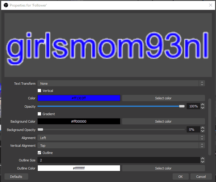 obs stream labels settings