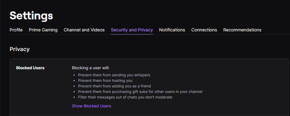 twitch security and privacy show blocked users