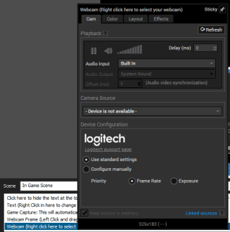 xsplit logitech camera setup